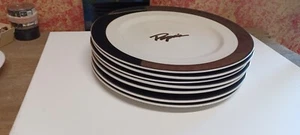 Syracuse Restaurant Plates PAPA`S LOGO 1970s backstamp 13" D black & white 8 LOT - Picture 1 of 5