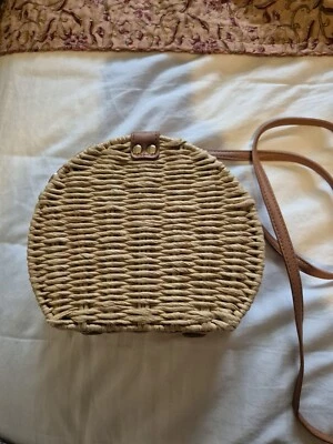 Vintage Style Beige Matalan Wicker Semi Round Shoulder Bag Crossbody Lined - Image 1 of 4