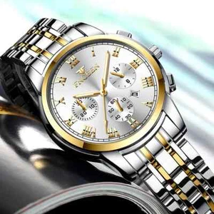 FNGEEN Damenuhr Edelstahl Armbanduhr Datum Sport Wasserdichte Luxus Quarzuhr Uhr - Bild 1 von 33