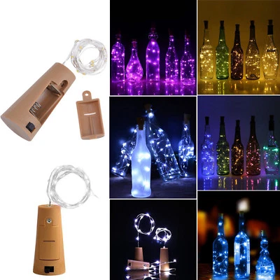 10 20 30 LED Sughero Forma Rame Filo Luci Vino Bottiglia Per Natale Decorazione - Immagine 1 di 4