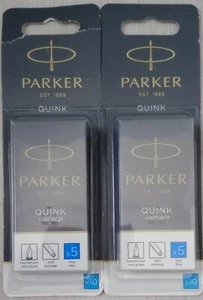2x Parker Quink X10 Fountain Pen Refills Blue Ink 20 Refills - Picture 1 of 4