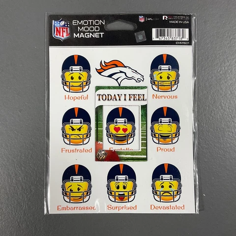 Denver Broncos Emotion Mood Magnet Fridge NFL Football Orange Blue Team Logo Cover