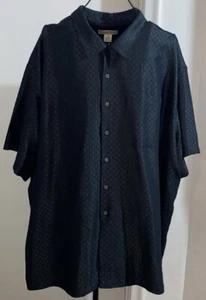 Island Passport Hawaiian Shirt Men’s 4XL Black Solid Checkered Button Up - EUC - Picture 1 of 4