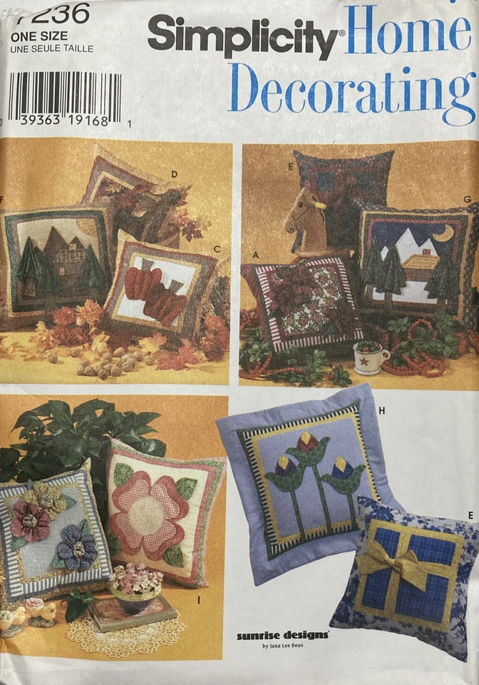 Simplicity 7236 Home Dec PILLOWS Fall Pumpkin Spring Gift Cabin Pattern UNCUT - Image 1 of 4