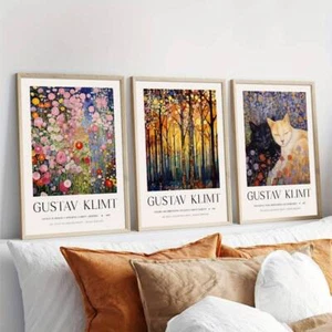 3 Stück Kustav Klimt Garten Katze Wald Leinwand Drucke ungerahmt - Bild 1 von 10