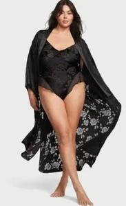 NWT VICTORIA’S SECRET VS Archives Black Burnout Satin Robe XL / XXL $180 - Picture 1 of 7