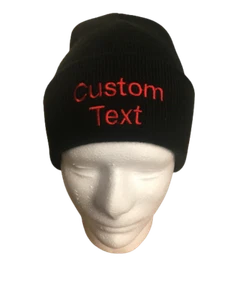 Embroidered Beanie Hat Wooley Hat Custom Personalised Text Brand New - Picture 1 of 7