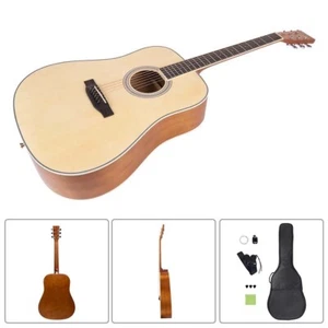 6 String Dreadnought Acoustic Guitar Spruce Top 20 Frets with Gig Bag Natural - Picture 1 of 6