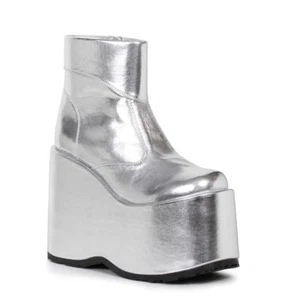 Plata KISS 70s Punk Rock Banda Monstruo Plataforma Ace Frehley Disfraz Botas 10 11 - Imagen 1 de 4