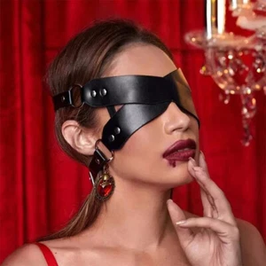Sexy Women PU Leather Cosplay Eye Mask Fetish Roleplay BDSM Blindfold Flirt Prop - Picture 1 of 18