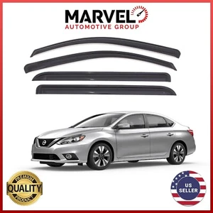 FOR NISSAN SENTRA 2013-2019 Black Window Vent Visor Rain Guards Deflectors - Picture 1 of 3