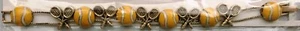 Tennis Slide Bettelarmband Vintage Gold Tennisschläger Schläger gelb Tennisball - Bild 1 von 2