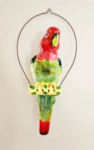 Fioriera da appendere vintage pappagallo ceramica dipinta a mano MCM tropicale retrò 15" - Foto 1 di 15
