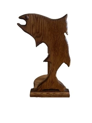 Toallero de papel para peces de madera tallada a mano único - RARO Y FIRMADO Foto 1 de 4