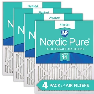 20x20x1 (19_1/2x19_1/2) Pleated MERV 14 Air Filters 4 Pack - Picture 1 of 7