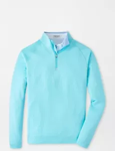 Sudadera para hombre Peter Millar Beaumont Performance Golf 1/4 cremallera azul medio nueva sin etiquetas - Imagen 1 de 5