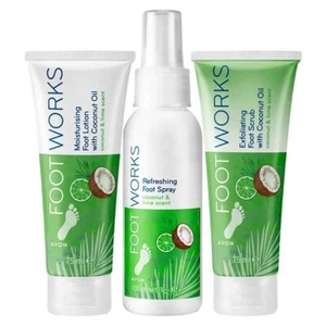 Avon Footworks - Coconut and Lime Foot Care - Cream - Scrub - Spray - Picture 1 of 4