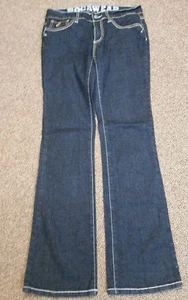 WOMENS JUNIORS sz 9 ROCA WEAR JEANS embroidered BLUE DENIM STRETCH EUC - Imagen 1 de 4