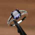 Lab-created Alexandrite 2ct Cushion Cut Engagement Ring 14k White Gold Plated