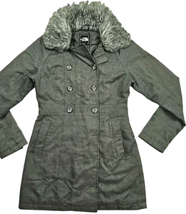 HOT Women's THE NORTH FACE @ CITY DOUBLE BREAST FUR GRAY PRIMALOFT TRENCH Coat S - Picture 1 of 19