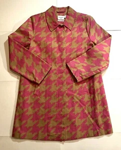 NWT Isaac Mizrahi Target Women’s Size Large Trenchcoat Pink Beige Houndstooth - Picture 1 of 5