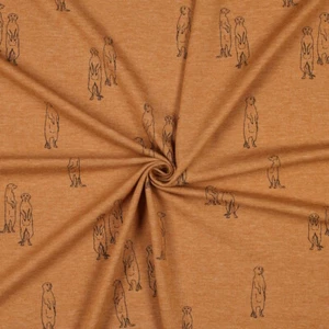 Stoff Erdmännchen Camel Meliert Jersey Kinder Tiere Shirt Hose Beanie Loop Mütze - Bild 1 von 4