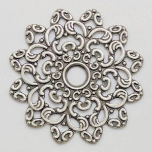 Focal/Link/Connector,Antique Silver-plated Steel,47x47mm Filigree Flower.2/pack. - Picture 1 of 2
