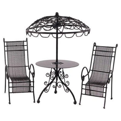 3PC Dollhouse Miniature 1:12 Iron Table Chair Garden Furniture European Style - Image 1 of 4