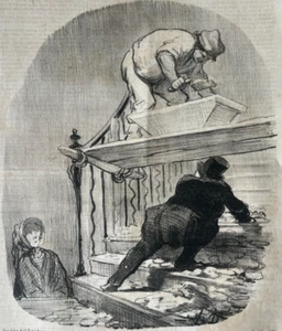 Antique Print 19th century Daumier, Locataires et Proprietaires, Inconvenients - Picture 1 of 8