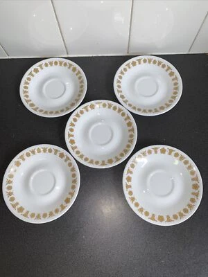 5 x Vintage Corelle Gold Butterfly Corning USA  Plates Saucers - Image 1 of 4