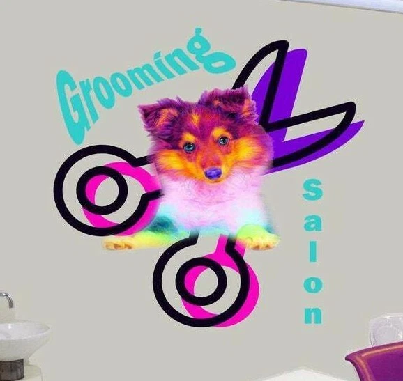 Adesivos de parede salão de beleza, pet shop decoração para casa mural de arte, decalque para higiene de cães,  - Imagem 1 de 4