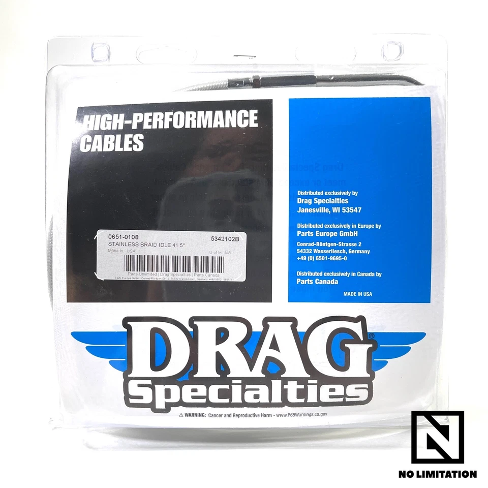 Кабель холостого хода Drag Specialties 41,5 дюйма альтернативная длина плетеный Harley 96-07 - Изображение 1 из 4