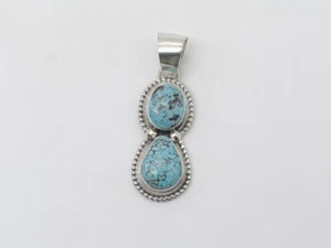 Native American Sterling Silver & Egyptian Turquoise Pendant Navajo Handmade - Picture 1 of 7