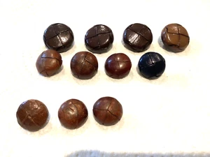 VINTAGE LEATHER / FAUX LEATHER / PLASTIC FOOTBALL STYLE BUTTONS - Picture 1 of 3