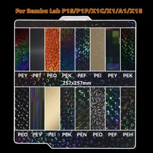 3D Printer PEI Build Plate For Bambu Lab X1/X1C/X1E/P1P/P1S/A1 PEI HeatedBed 257 - Picture 1 of 29