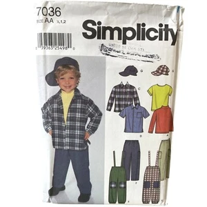 Simplicity Sewing Pattern 7036 Hat Shirt Pants Overalls Child Size 1/2-2 - Picture 1 of 2