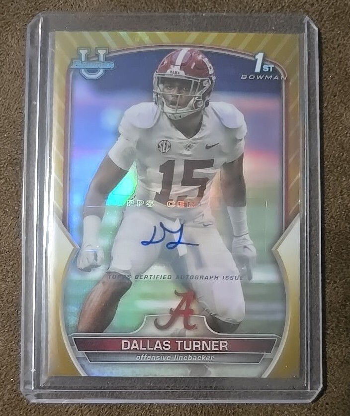 2022 Bowman Chrome University 1st Gold Refractor Dallas Turner Auto /50 Vikings
