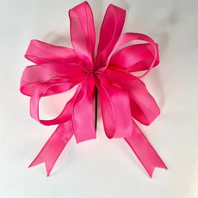 12" Ancho Grande Tela Rosa Caliente Decorativa 1.5" Cinta Arco Pascua Cumpleaños Regalo Foto 1 de 4