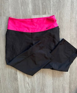 Nike Dri-Fit Women's Fast Crop Leggings M Medium Pink BlackActivewear Workout