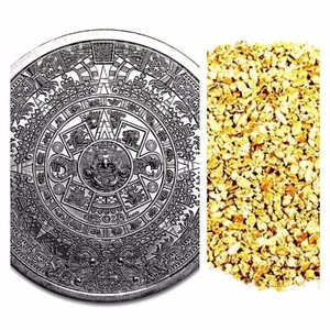 1 TROY OZ .999 SILVER AZTEC CALENDER BU + 50 PIECE ALASKAN PURE GOLD NUGGETS - Picture 1 of 10