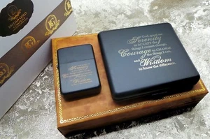 Serenity Prayer Metal Cigarette Case and Lighter Gift Set  Recovery AA NA GA - Picture 1 of 3