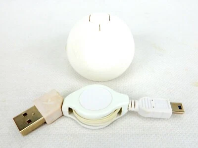 Mini USB Mouse, Retractable Cord, Programmable Button, Black or White, #US1004 - Image 1 of 4