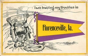 FLORENCEVILLE, IOWA, FRÜHER GRUSS, ALTE POSTKARTE (X200) - Bild 1 von 2