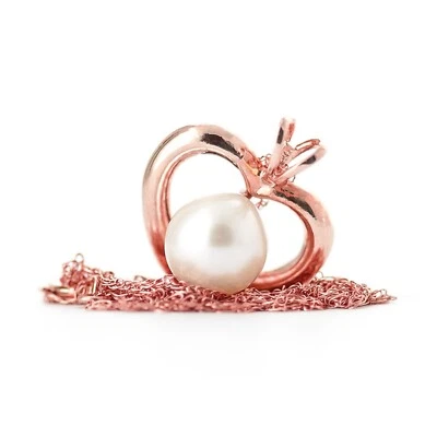 14K. COLLAR CORAZÓN ORO MACIZO CON PERLA NATURAL (Oro Rosa) Foto 1 de 4