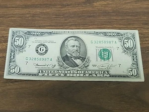 Series 1974 $50 Federal ReserveNote * CHICAGO * G 32858987 A - Picture 1 of 6