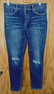 Lucky Brand AVA Skinny Jeans Women’s 10/30 Med Wash Mid Rise Tapered Distressed - Picture 1 of 11
