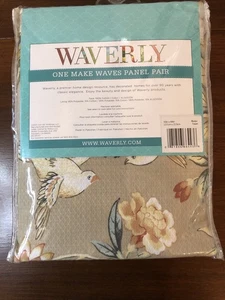 Nuovo! Waverly Make Waves Asta Pannello Tascabile COPPIA Uccellini Taupe 50” X 84” - Foto 1 di 9