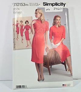 Chaqueta Bolero Vestido Ajustado Simplicity 8460/R10153 Años 50 Misses 14-22 SIN CORTAR - Imagen 1 de 3