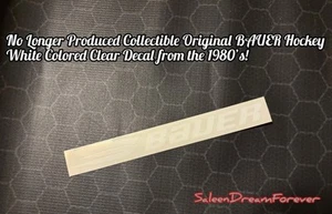 CALCOMANÍA ADHESIVA ESTILO BLANCO Y TRANSPARENTE BAUER HOCKEY YA NO PRODUCIDA NOS FRM 1980’s - Imagen 1 de 4