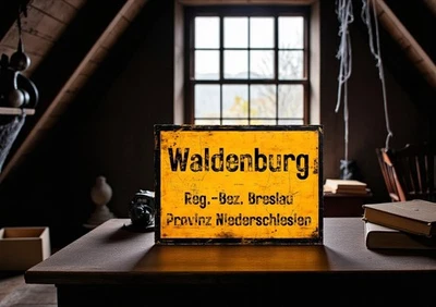 ALTNORD Ortsschild Waldenburg Schlesien Breslau Metallschild Schild Alu